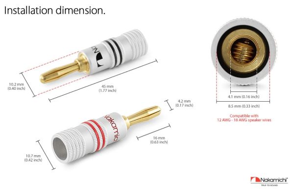 Nakamichi Banana Plugs Speaker Wire Connectors-6