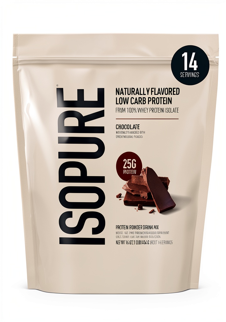 Isopure Whey Protein Powder in Dark Chocolate flavor mixed in a shaker bottle