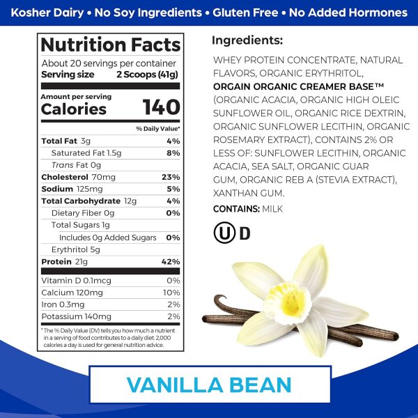 Orgain Grass Fed Whey Protein Powder Vanilla Bean 1.82 Pound-1
