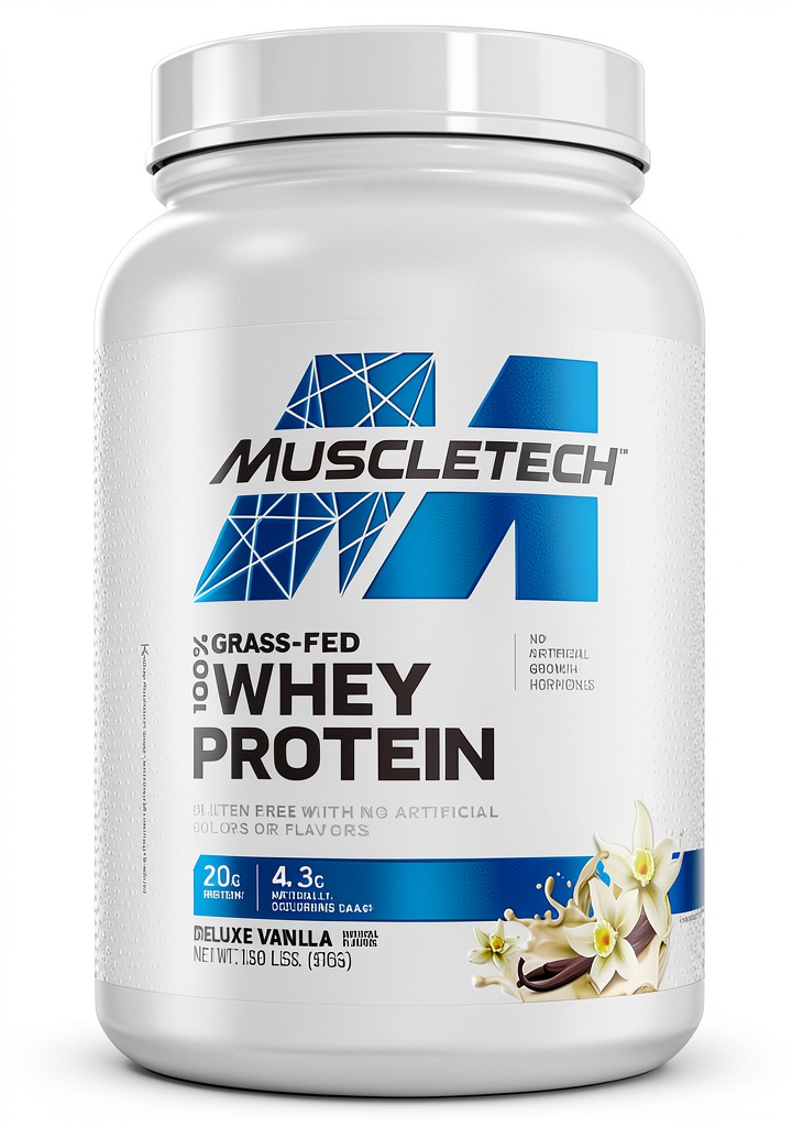 Unboxing MuscleTech Grass Fed Whey Protein Powder Build Muscle on a kitchen counter
