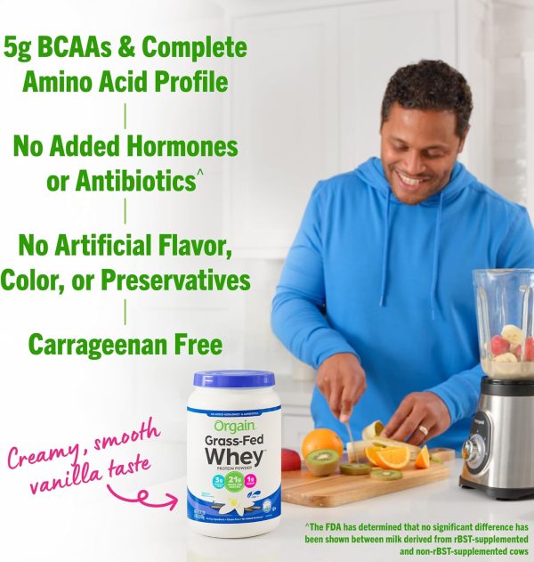 Orgain Grass Fed Whey Protein Powder Vanilla Bean 1.82 Pound-3