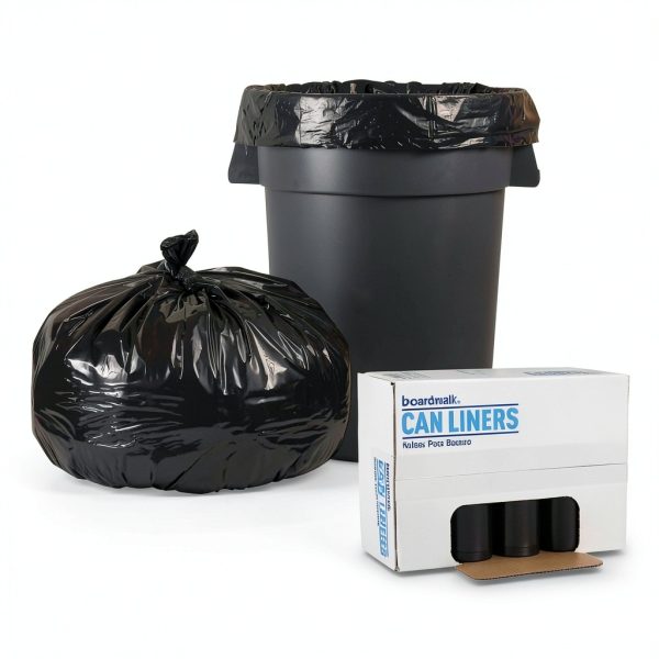 Boardwalk 523 Super Extra-Heavy Repro Can Liner, 38x58, 1.6 Mil, 60gal, Blk, 10 Bags per Roll (Case of 10 Rolls)-1