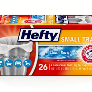 Hefty Small Garbage Bags 4 Gallon Flap Tie Clean Burst Scent 26 Count-0