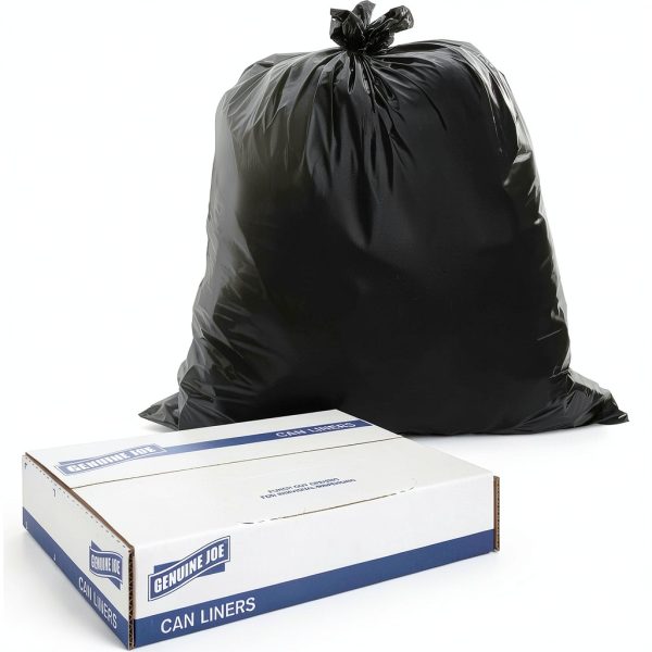 Heavy Duty Can Liner Genuine Joe GJO01535 Black Puncture Resistant-0