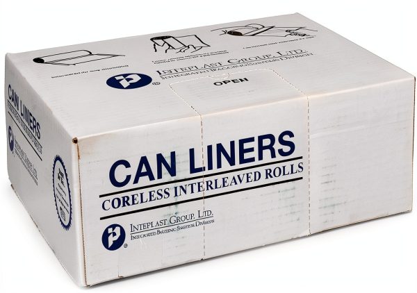 Inteplast Group S434812N 48 Length x 43 Width x 12 Mic Thickness Natural Color HDPE Commercial Coreless Institutional Trash Can Liner Case of 8 Roll 25 Bags per Roll-0