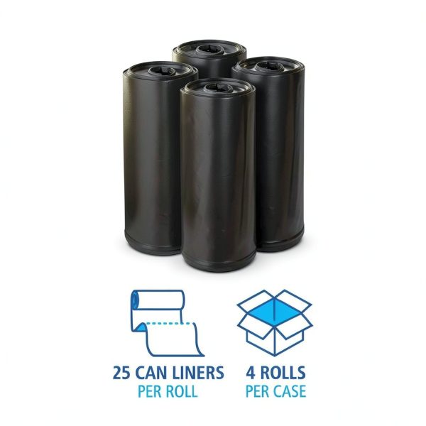 Boardwalk 523 Super Extra-Heavy Repro Can Liner, 38x58, 1.6 Mil, 60gal, Blk, 10 Bags per Roll (Case of 10 Rolls)-2