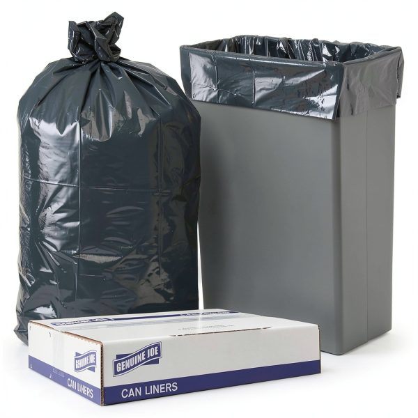 Genuine Joe Low Density Can Liners 28.5" x 43" Black 23gal 150 Count-3